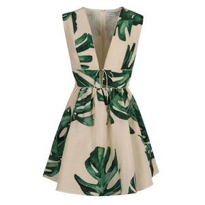 RAQUEL DINIZ Sleeveless V-Neck Leaf Print Midi Dress Women PANNA Dresses